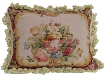 

Chinese Needlepoint Cushion Hand Knotted Elegant French Design Woolen Needlepoint Pillow Cases Home Decor French Country