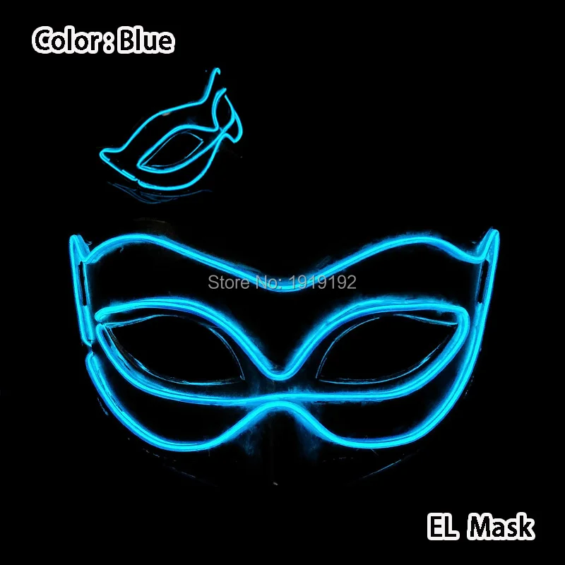 Women Sexy Cosplay Half Eyes Mask Bunny Fox Animal Mask Masquerade LED Glasses Carnival Fancy Glow Party Supplies - Color: Type 06-Blue