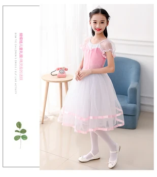 

Songyuexia Child Puff Sleeve Giselle Girls Romantic Ballet Dress Velet White Tulle Ballerina Kids Party Performance Dancewear