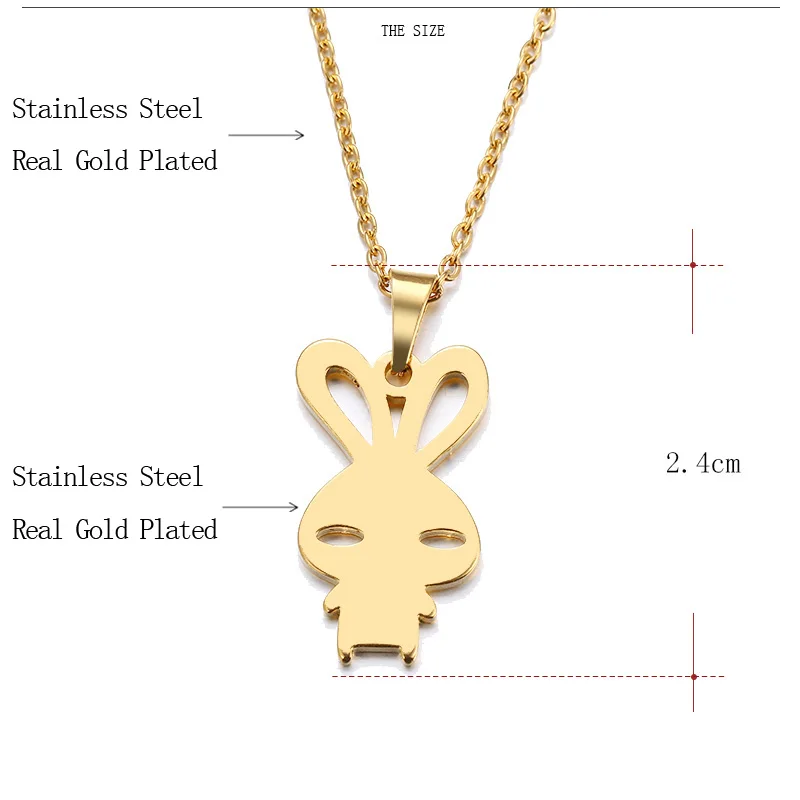 CACANA Stainless Steel Necklace For Women Man Lover's Rabbit Gold And Silver Color Pendant Necklace Engagement Jewelry