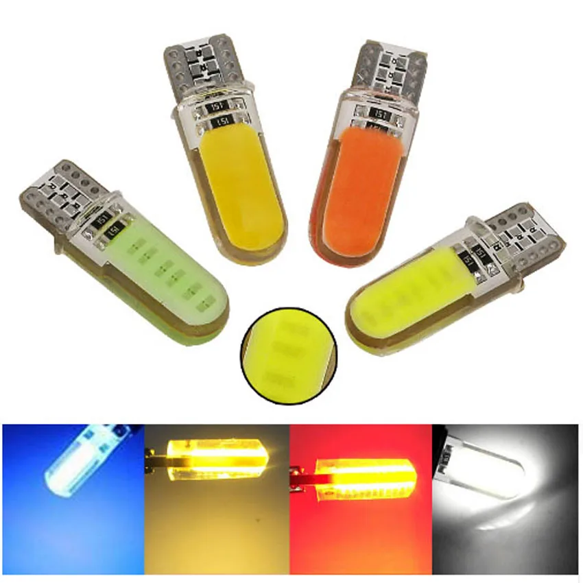 

10Pack T10 194 W5W COB LED Wedge Silica Gel Waterproof Car Reading Lamp Dome light Silicone Shell Auto Parking Bulbs 12V car led