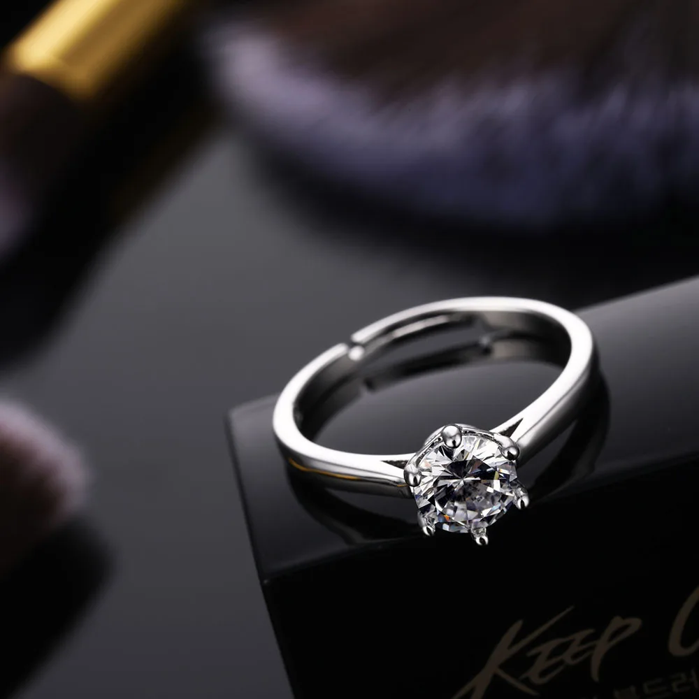 Романтическое обручальное ювелирные изделия из циркония Сияющее Кольцо ААА кубического циркония для женщин регулируемое серебряное обручальное кольцо