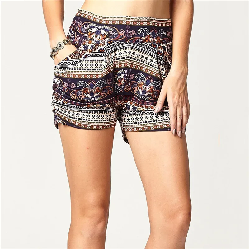 Boho Summer Beach Style Women's Shorts Flower Printed Holiday Mini