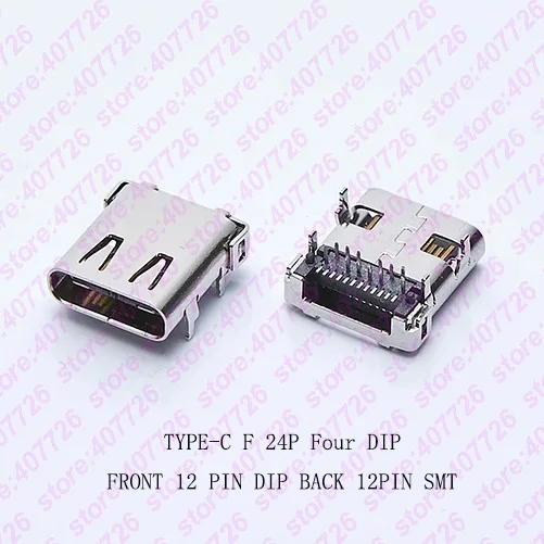 

10PCS USB 3.1 Type-C Connector 24PIN 12PIN DIP 12PIN SMT L=10MM Female Jack Socket Terminal Phone Notebook Laptop Tail Charging
