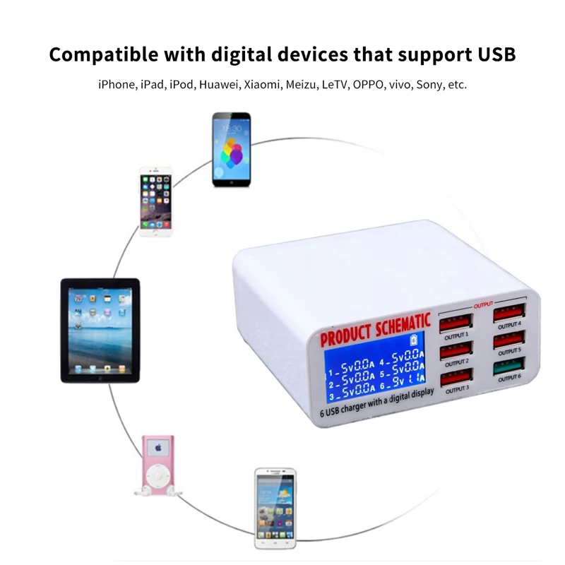 Quick Charge 3.0 Smart USB Charger HUB Led Display Fast Charging Power Adapter (3)
