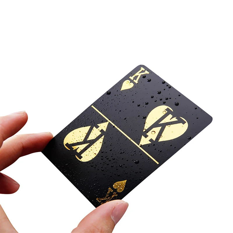 PVC Plastic Poker Card 55pcs Playing Cards Black Gilded Thin Waterproof 