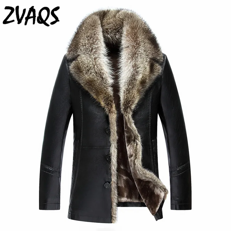 Mens Lesther Jacket Middle Long Male Leather Jacket 2018 High Quality Jaqueta De Couro Masculina Black Winter Coat ZVAQS XT218