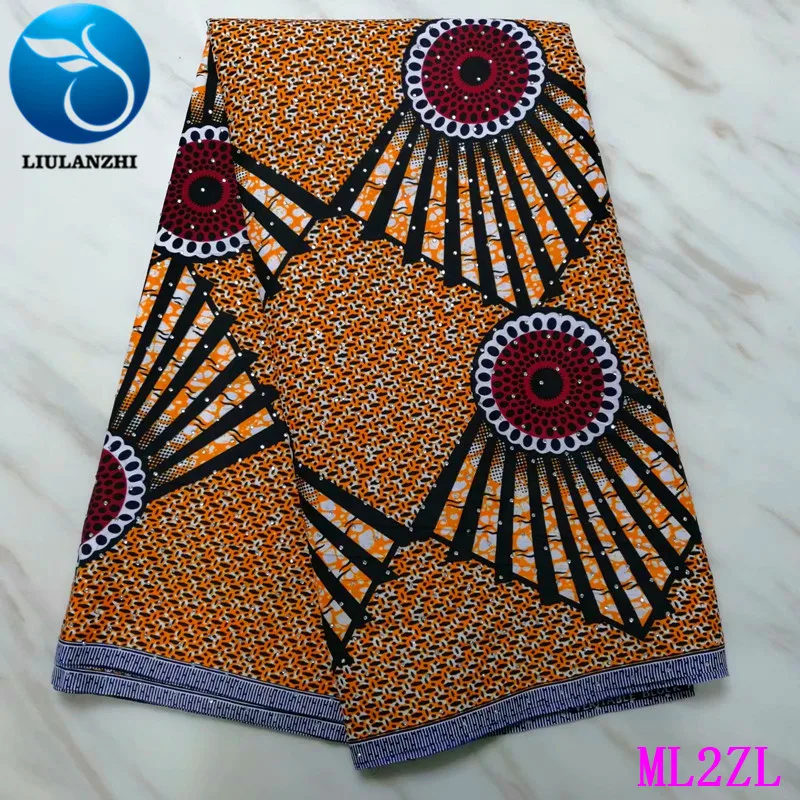 LIULANZHI Wax African Polyester Stones Ankara Printing Fabric for Dress Nigerian Wax Tissu 6 yards/Piece ML2ZL53