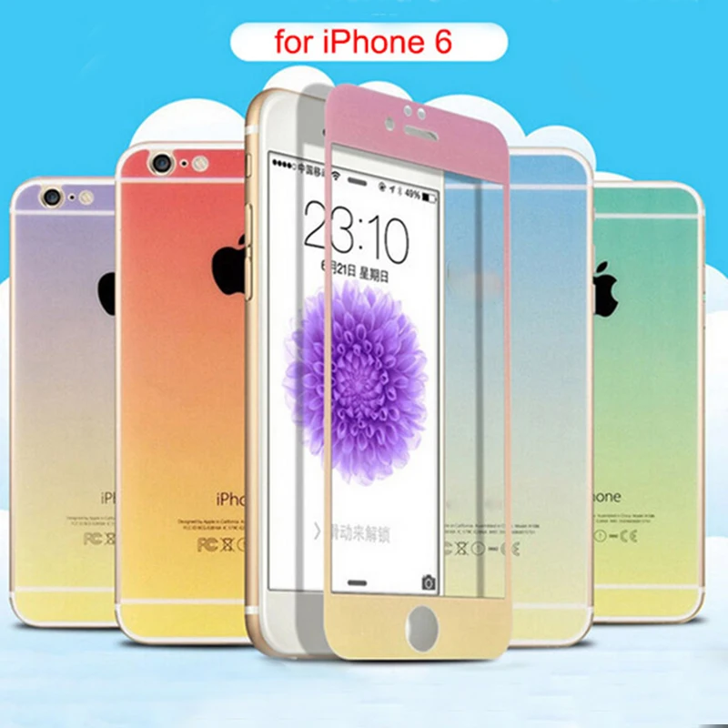 100pcs For Apple iPhone 6 Tempered Glass Screen Protector Gradient