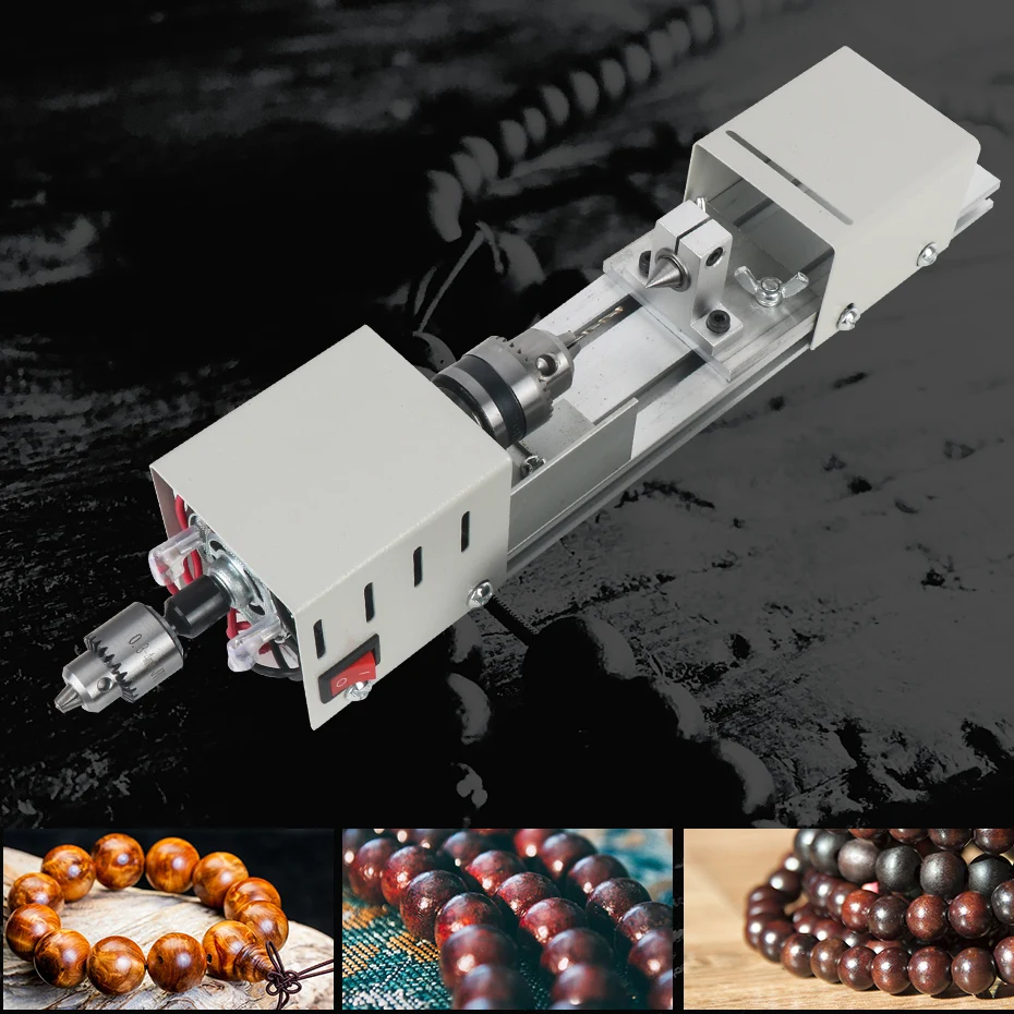 12-24V Mini Lathe Machine Tools Lathe Standard Set DIY Woodworking Buddha Pearl Grinding Polishing Mini Beads Machine images - 6