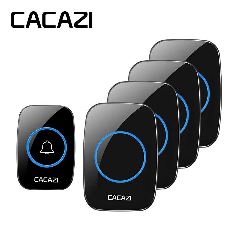 

CACAZI AC 100-240V wireless doorbell 1 waterproof transmitter+4 receiverS 300M remote door bell home 38 chimes LED home doorbell