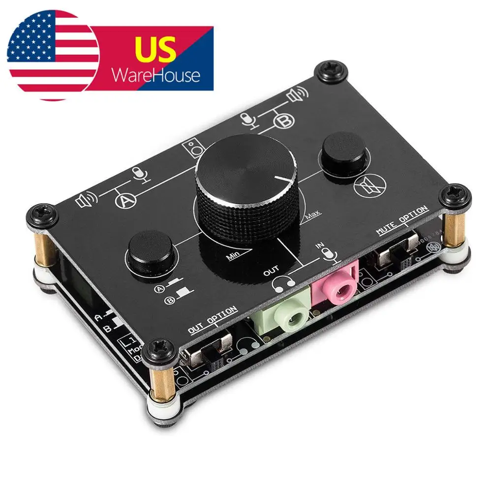 

Nobsound 2 Port Microphone Headphone Speaker AUX Manual Switcher Hub Selector