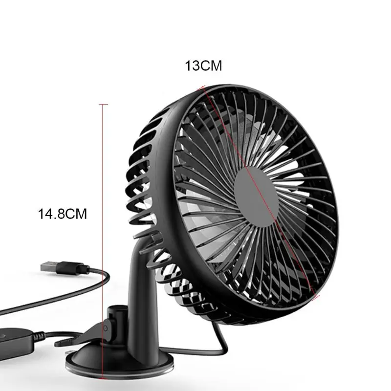 

Suction Cup Single Head 5.5 Inch Car Fan 12V24V Universal Large Wind Three Speed Control USB Car Fan Drop ship