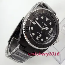 Newest Hot BRAND 40mm Bliger sapphire glass black dial PVD case date miyota automatic movement Men’s Mechanical Wristwatches