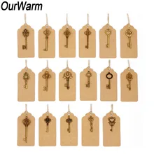 OurWarm 17 Uds llaves de bronce mixtas con etiquetas de papel artesanía Vintage regalos de boda para invitados comunión bautismo suministros de fiesta de cumpleaños