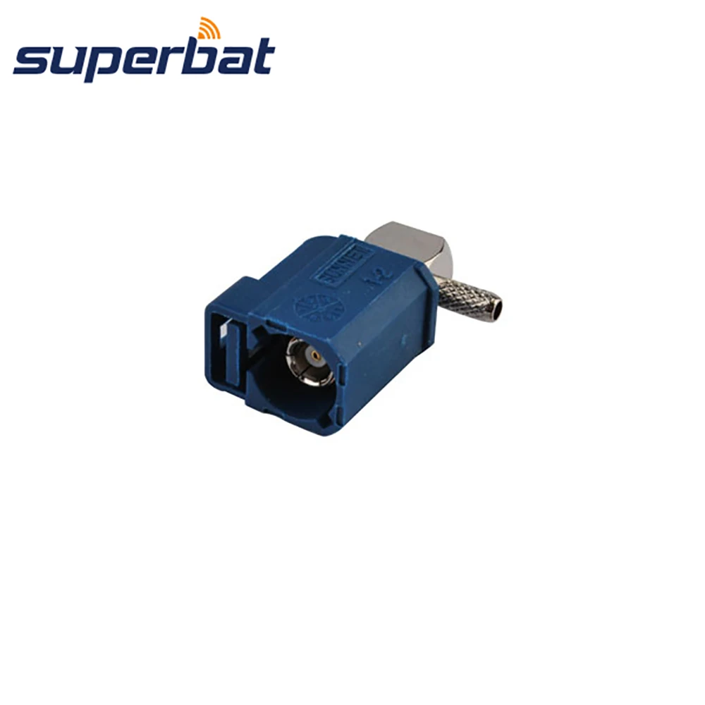 Blue Female Crimp Right Angle RF Connector for GPS Navigation