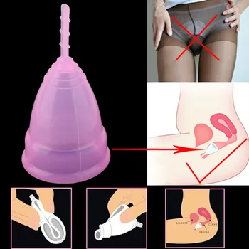 

Reusable Soft Cup Medical Grade Silicone Menstrual Cup Big Small Sizes Three Colors Women Feminine Hygiene Health Care Supplies