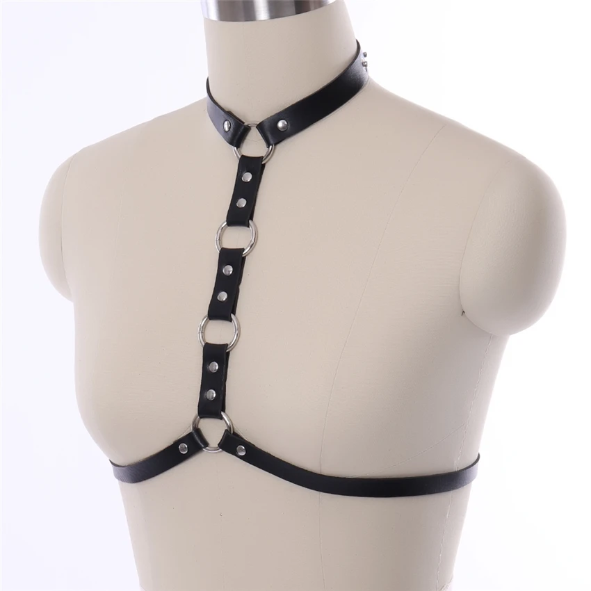 Связывание тела шеи талии Pu кожаный ремень безопасности женщин черный сексуальный БДСМ грудной бандаж жгут тела Готический бюстгальтер танцевальное белье