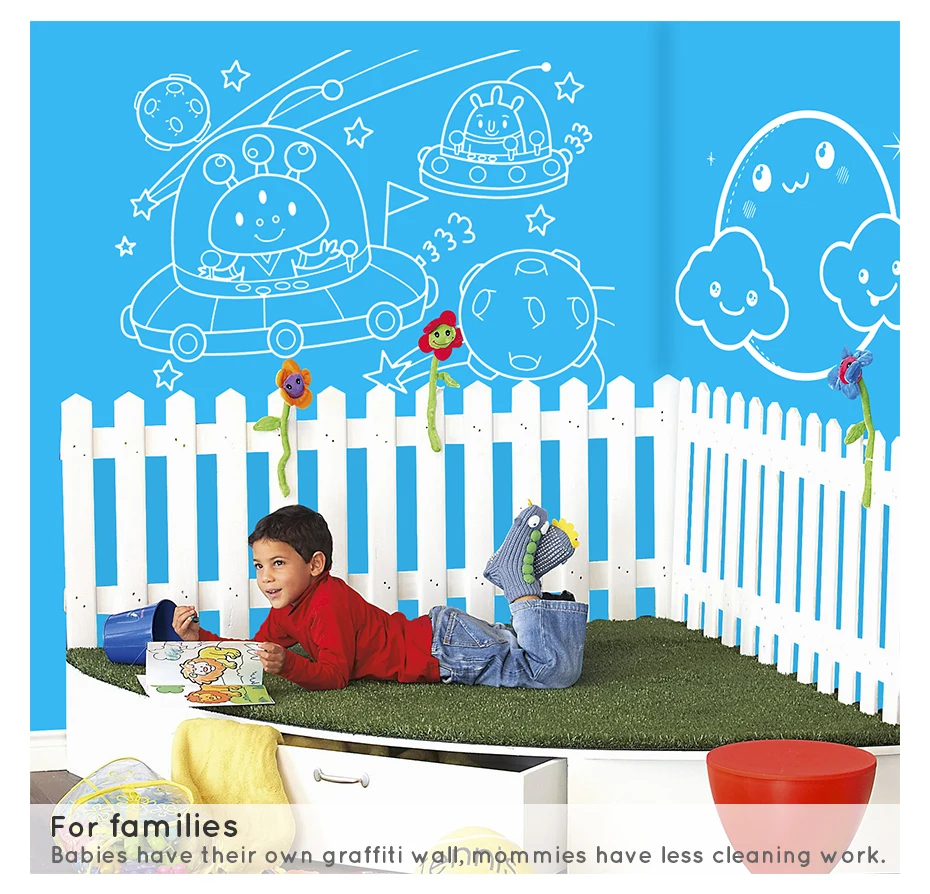 930_07  Wall Sticker Soft Dry Erase Magnetic Blue board Hold Magnets Wall Decor Room Home Decoration 120 x 100 cm x0.6 mm