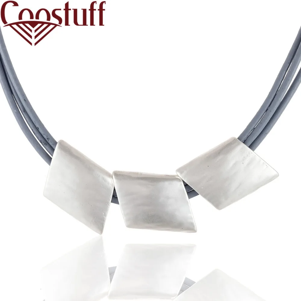 Ювелирные изделия для женщин серое кожаное ожерелье Чокеры с серебряной подвеской ожерелья& Кулоны collares mujer colar чокер