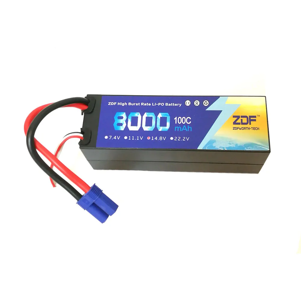 Высокая мощность 14 8 v 4S 8000mah 100C max 200C ZDF литиевые батареи EC5 разъем жесткий чехол для