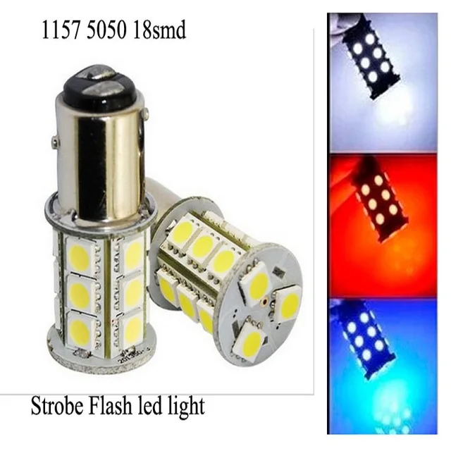 2pcs/lot 1157 strobe bulbs BAY15D 5050 18SMD 12V LED Light Car Turn