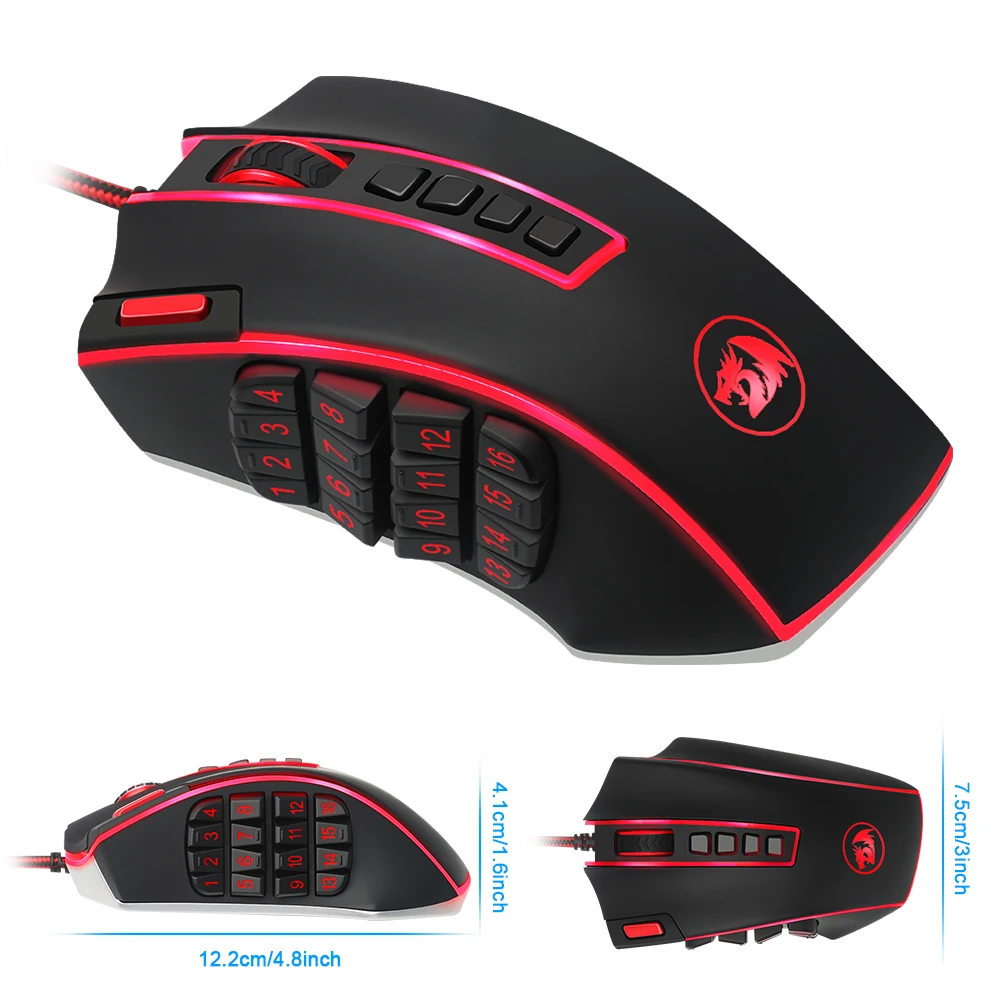Redragon USB wired RGB Gaming Mouse 24000 DPI 24 buttons laser programmable game mice backlight ergonomic for laptop computer Redragon USB wired RGB Gaming Mouse 24000 DPI 24 buttons laser programmable game mice backlight ergonomic for laptop computer