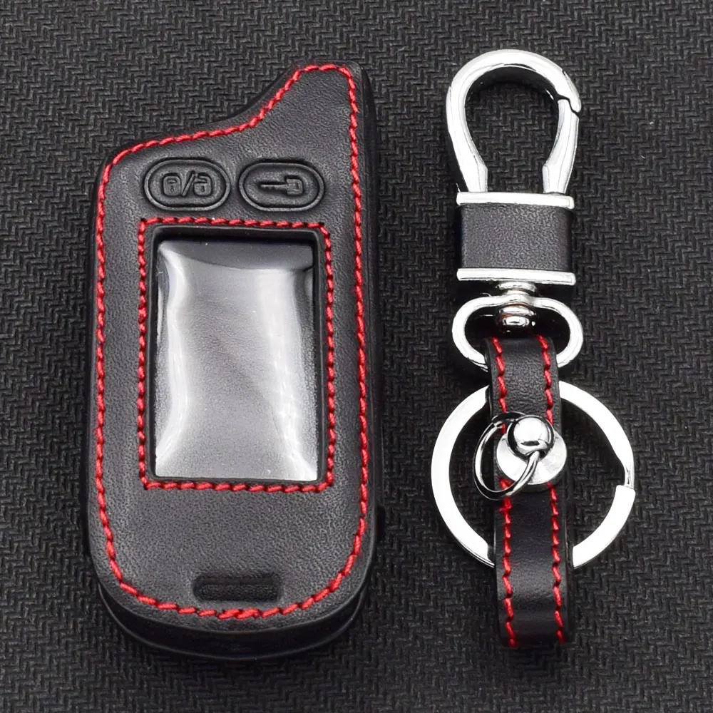 

ATOBABI TZ9010 Leather Remote Control Cases For Tomahawk TZ9010 TZ9030 LCD Transmitter 2 Way Car Alarm Key Fob Shell Case Cover