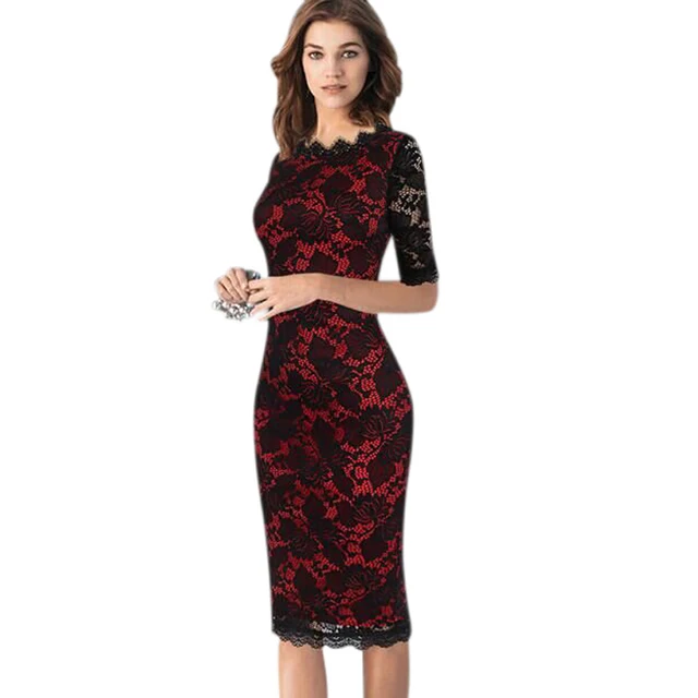 New 2017 Elegant Women Wedding Tail Half Sleeve Slimming Lace New 2017 Elegant Women Wedding Tail Half Sleeve Slimming Lace Dress Patchwork Knee Length Casual