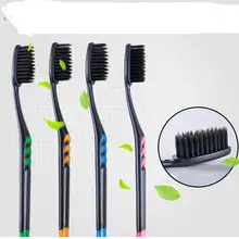 Hbzgtlad 2 шт./упак. Двойной Ультра мягкий бамбук древесный уголь нано зубная щетка черная зубная щетка стоматологическая Личная Уход зубная щетка черный