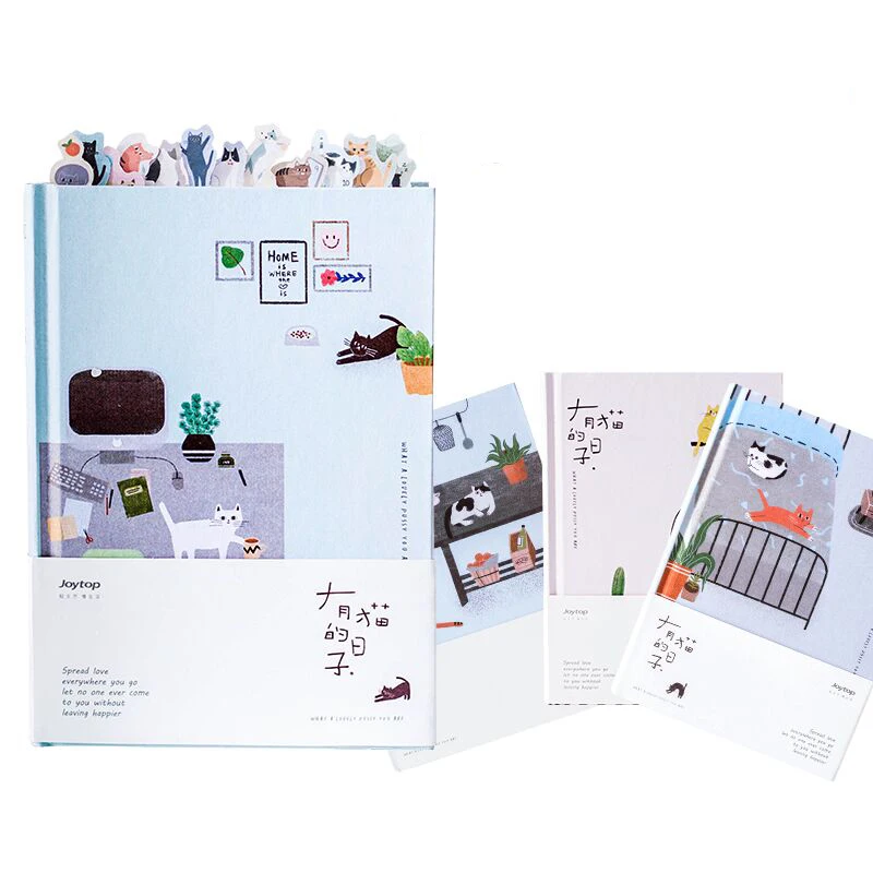 

Kawaii Cat Personal Diary Planner Hardcover Color Pages Diary Book Notebook Weekly Schedule Cute Korean Stationery Flower Agenda