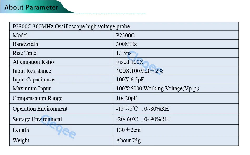 P2300C 1 шт. осциллограф зонд 100:1 высокое напряжение выдерживает 5кв 300 МГц для осциллографа Tektronix hp по всему миру