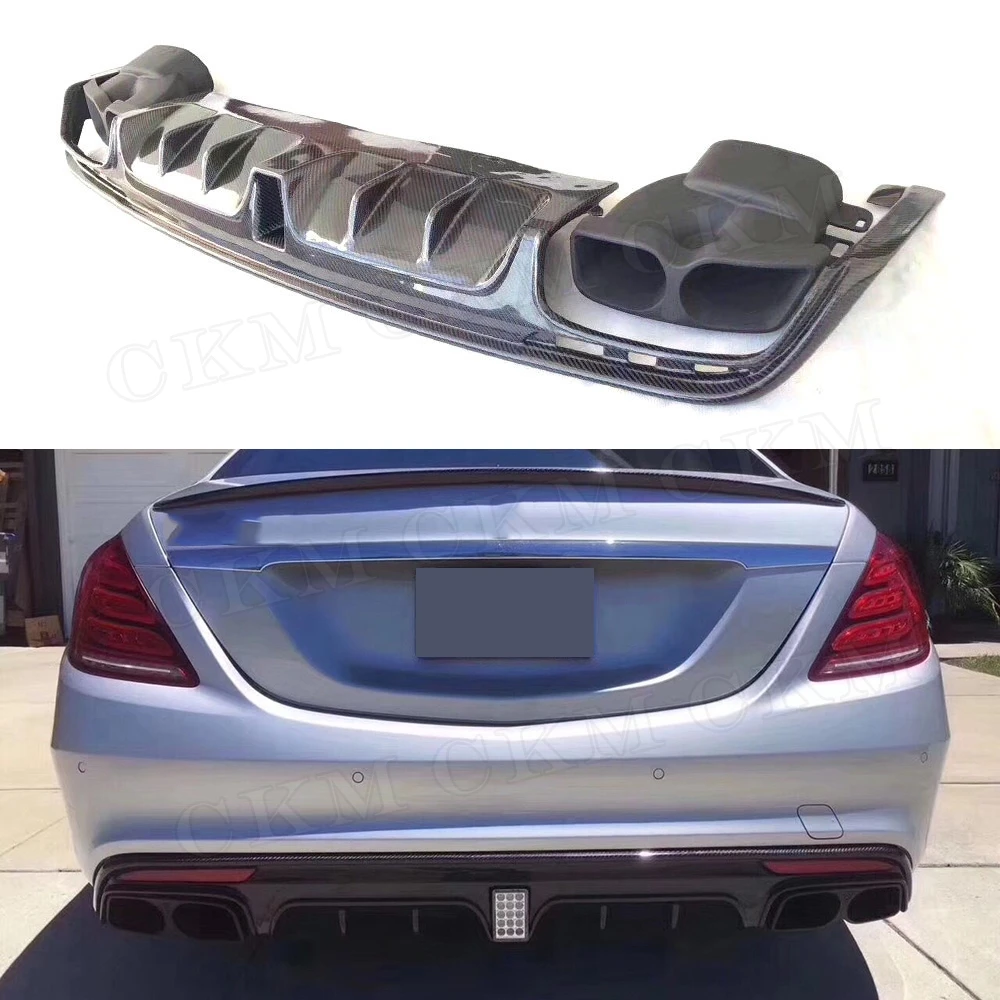 Стильный спойлер из углеродного волокна с наконечниками глушителя для Mercedes Benz S