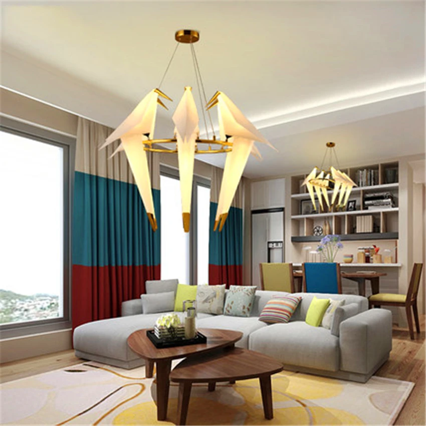 

Nordic LED Bird Paper Crane Metal Chandelier for Restaurant Living Room Dining Room Children's Room LED Bird Design Pendant Lamp