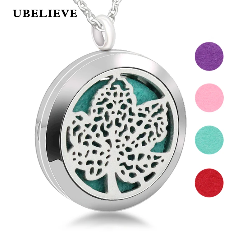

316L Stainless Steel Aromatherapy Necklace Diffuser Locket Round Magnet Perfume Locket Essential Oil Diffuser Pendant With Pads