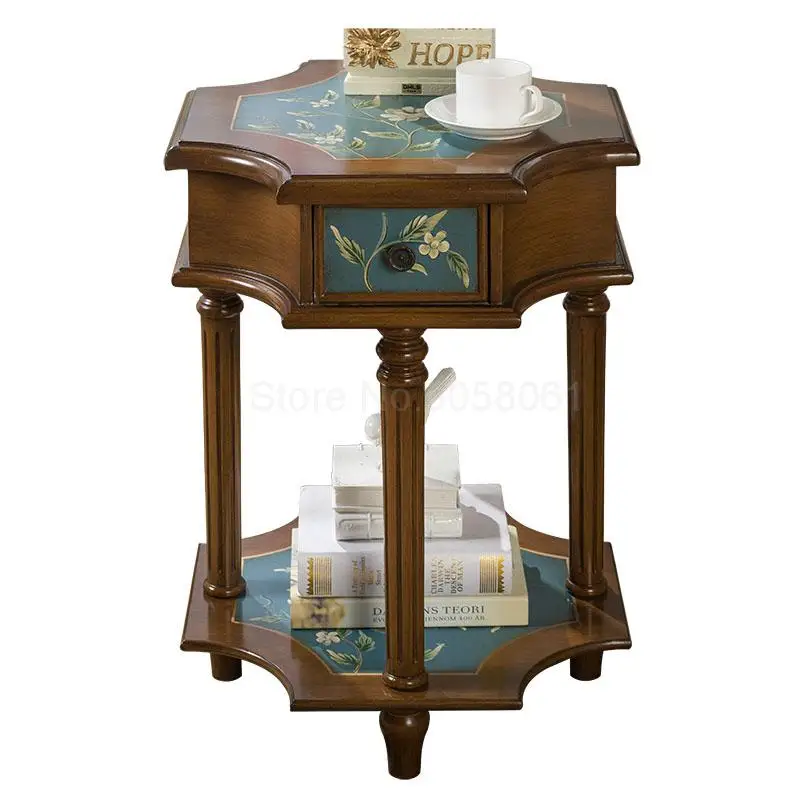 

European American sofa corner several phone table small coffee table sofa side cabinet Mediterranean painted furniture