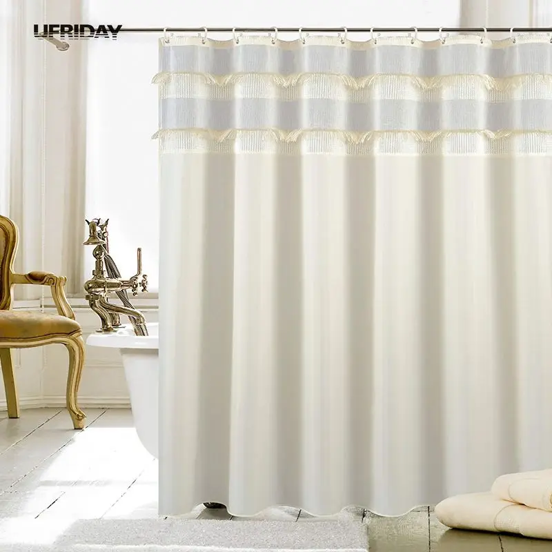 UFRIDAY New Type Joint Shower Curtain With Tassel Waterproof Shower Curtains Wedding Decoration