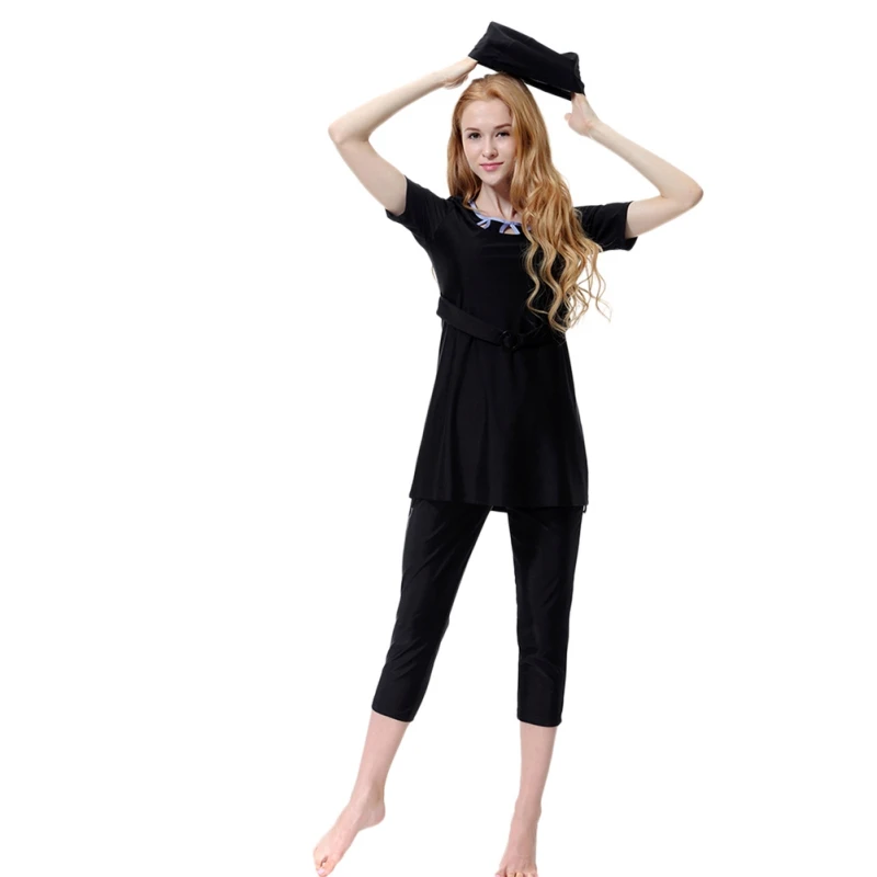 

Good! Female Islamic Swim Wear High Quality Sunscreen Short Sleeve Modest Swimsuit Islamic Women Muslim Swimsuit & Swim Hat im