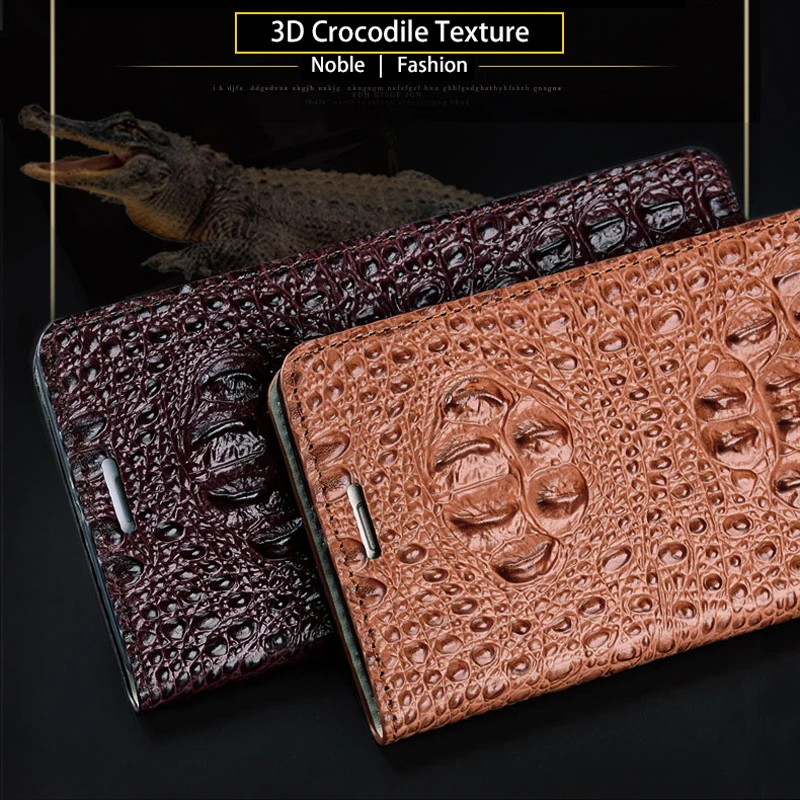Роскошный чехол книжка из натуральной кожи для Samsung S6 3D с текстурой крокодиловой