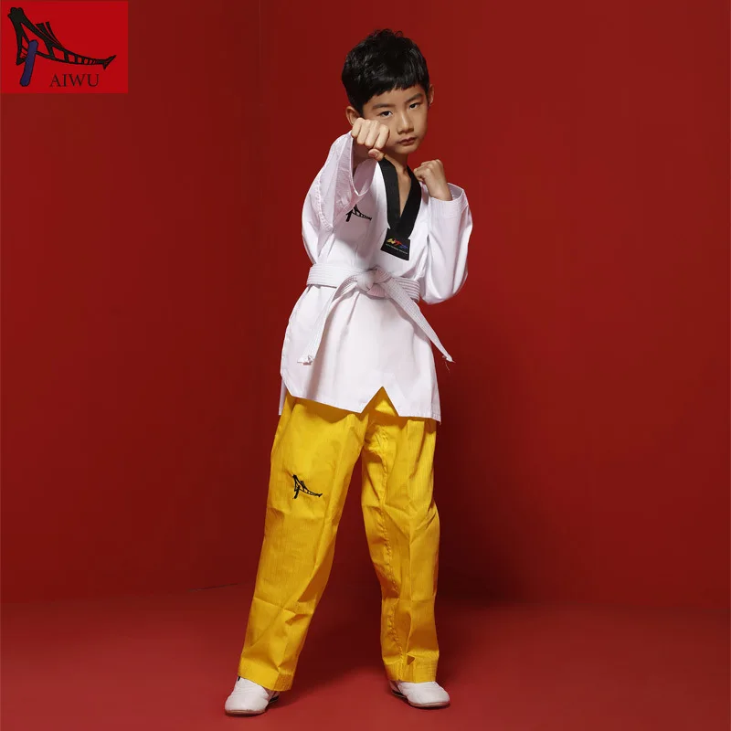 Горячая Распродажа WTF Tae Kwon Do Dobok одежда для детей униформа тхэквондо размер цвет: