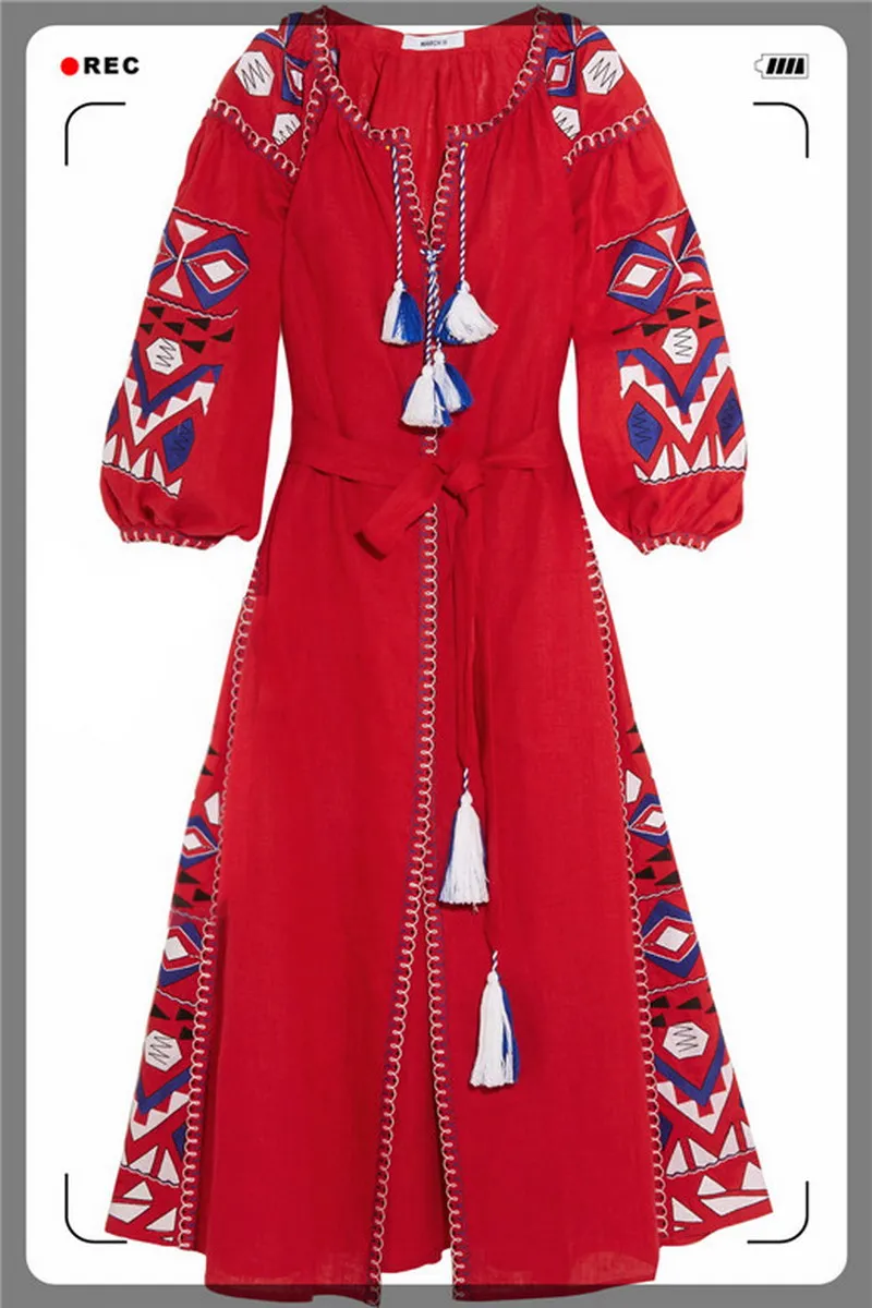 

2018 Runway Long Dresses High Quality Women Tassel Bohemian People Dresses Female Vestidos Mexican Black Dress Hippie Chic Y0356