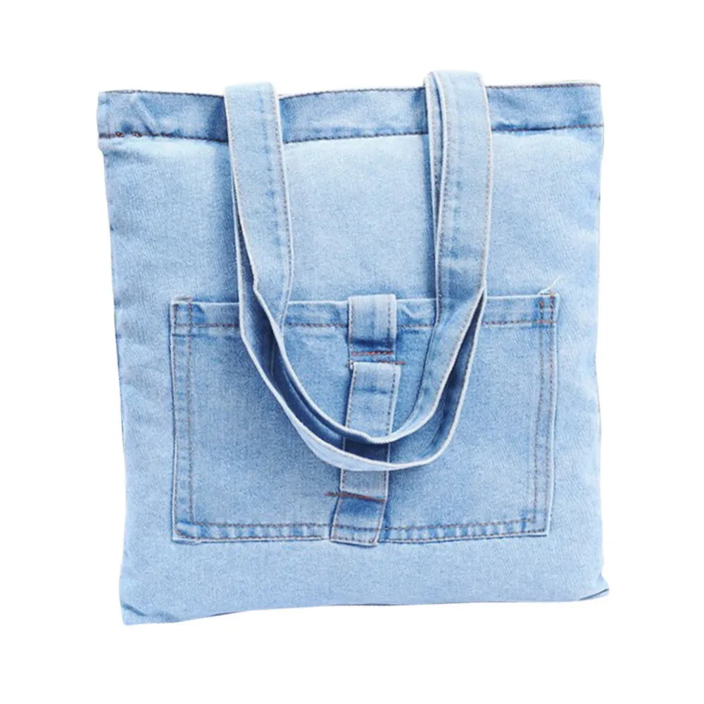 Женская Ретро джинсовая сумка Холщовая Сумка s на одно плечо модная Простая Повседневная джинсовая сумка для хранения Холщовая Сумка сумка для девочек тканевая сумка - Цвет: D