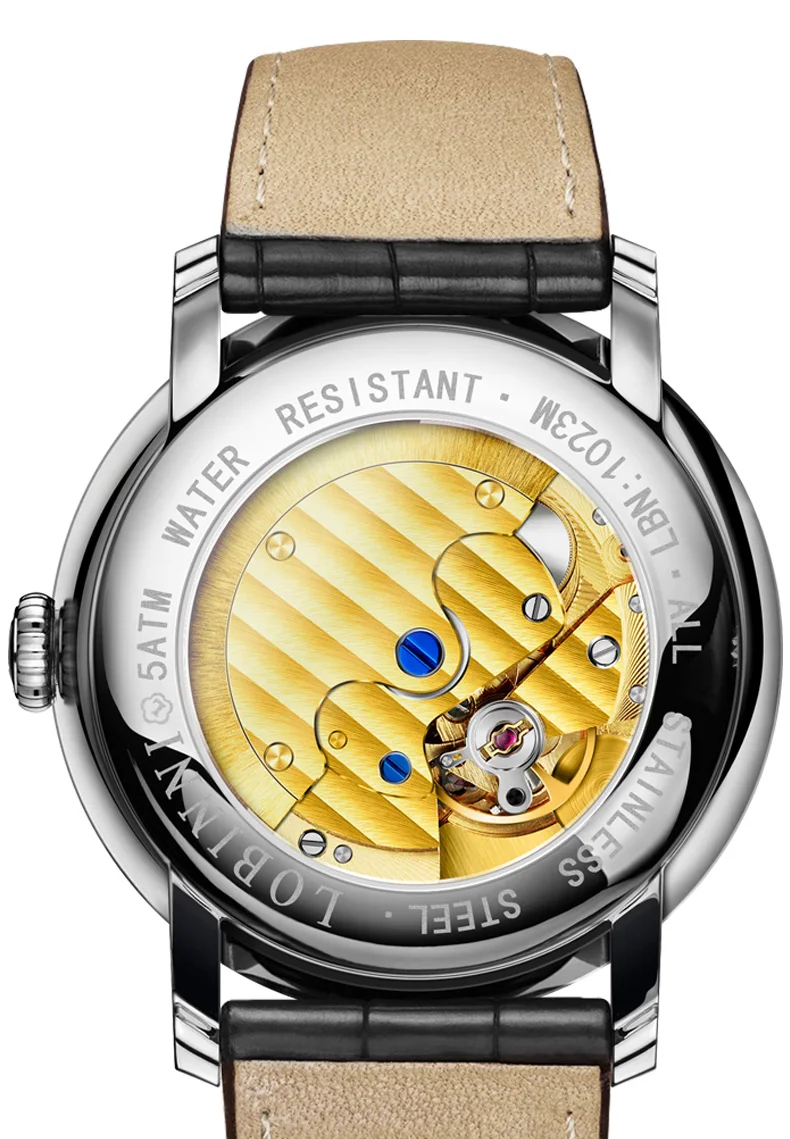 LOBINNI Роскошные брендовые автоматические мужские часы Moon Phase сапфировые механические часы Кристалл 50 м водонепроницаемые часы relogio Мужской