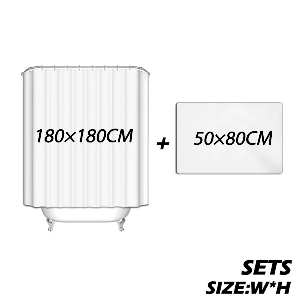 Лавандовая душевая занавеска в комплекте водонепроницаемая ткань для ванной Шторка для ванной с нескользящим напольным ковриком - Цвет: Set-50x80 180x180cm