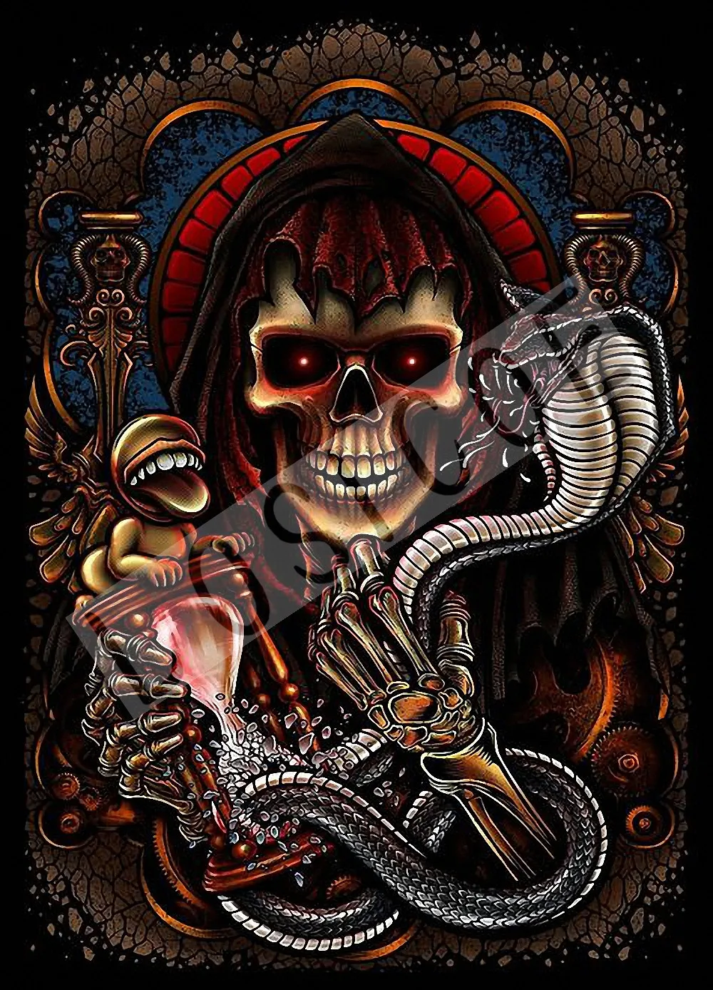 Постер тату Thrash Metal Череп Heavy Dope Рок-н-ролл gig Poster 30X42 см винтажный HD принт