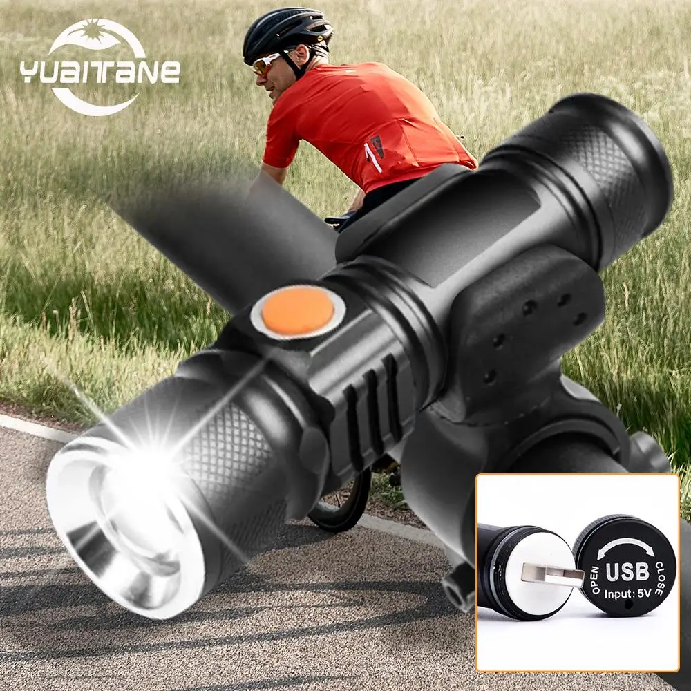 Discount 8000 Lumen USB Rechargeable Bicycle Light MTB Bike Light Zoom Flashlight Waterproof Built-in 18650 Battery Bicycle Accessories 0