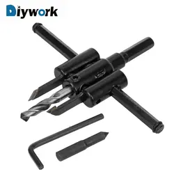 DIYWORK 40-120 мм отрегулировать дерево круг кольцевая пила Cutter Tool Kit комплект беспроводная сверло для деревообработки