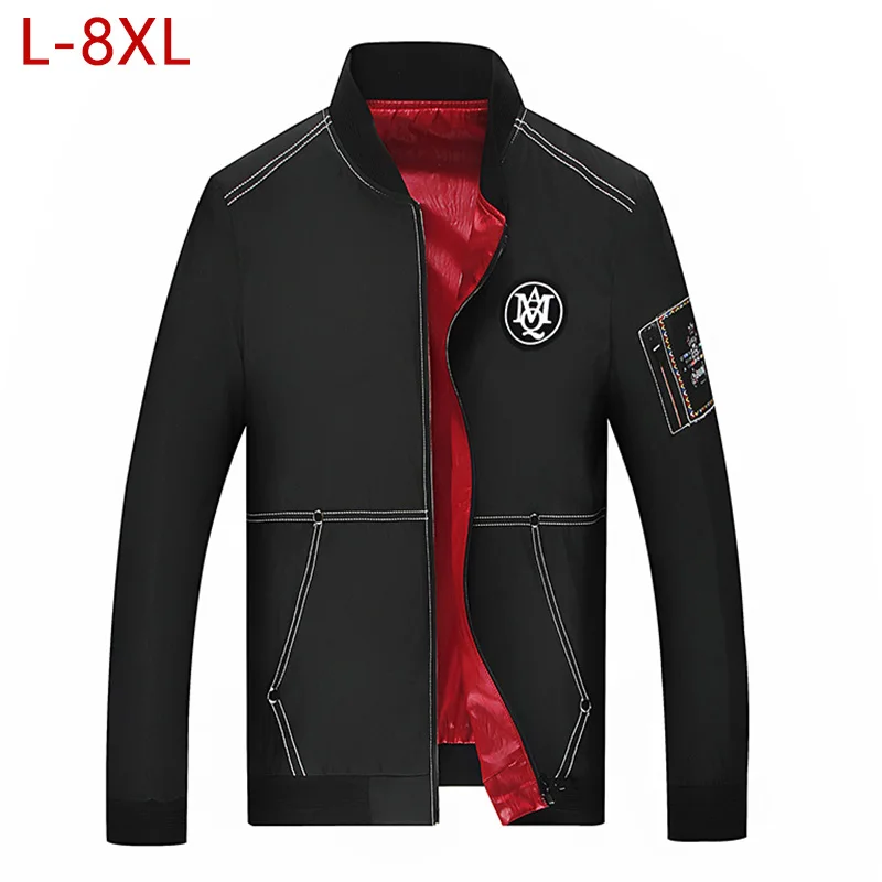 L 8XL Men Autumn Casual Reversible Jacket Thin Slim Bomber