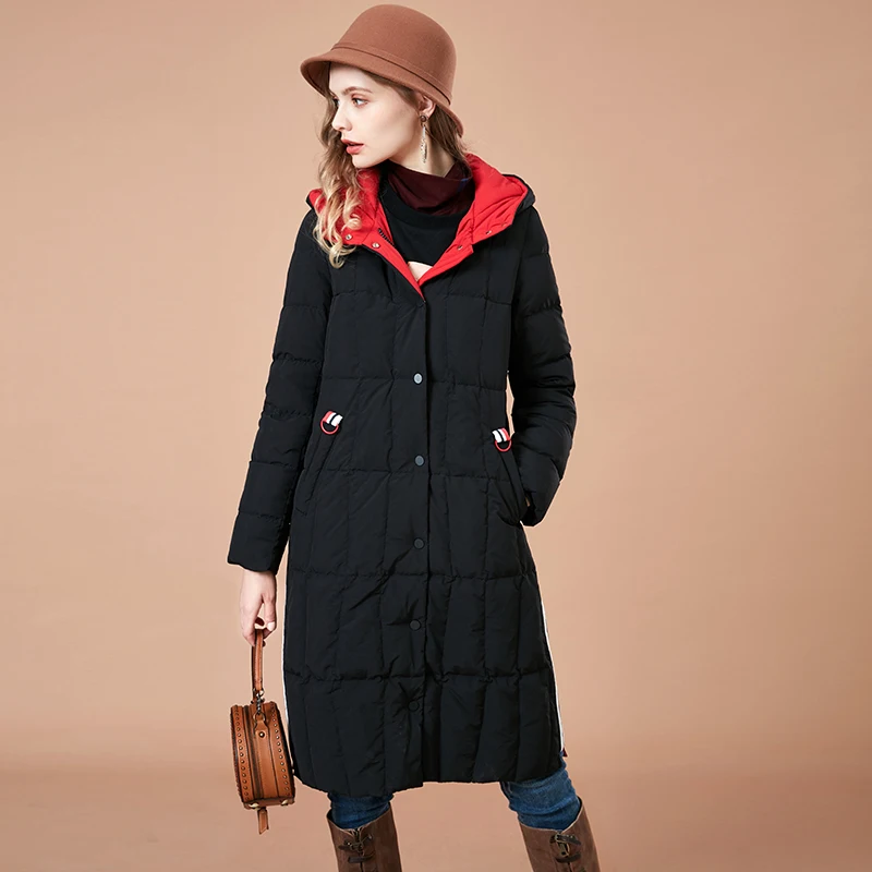 ARTKA Women 2018 Winter 90% White Duck Down Coat Contrast Color Hoodies Female Fashion Thicken Jacket Coats YK10089D