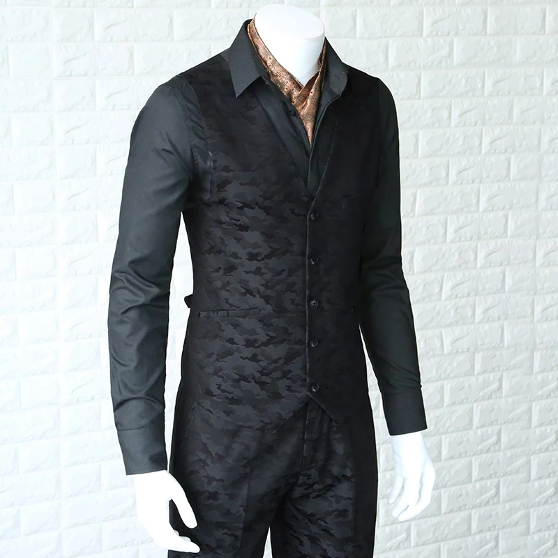 2018 New Black Camouflage Suit Vest Groom Vintage Vests Man Blazer